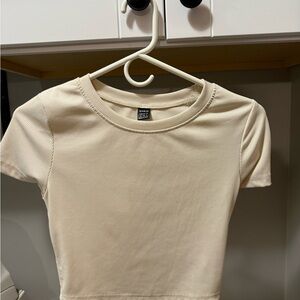Kids Cream Ribbed T-Shirt